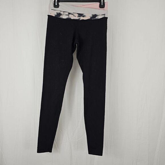 Lululemon Black Leggings Pink Gray Layered Wunder Under Leggings Athletic Size 6 - Picture 1 of 7